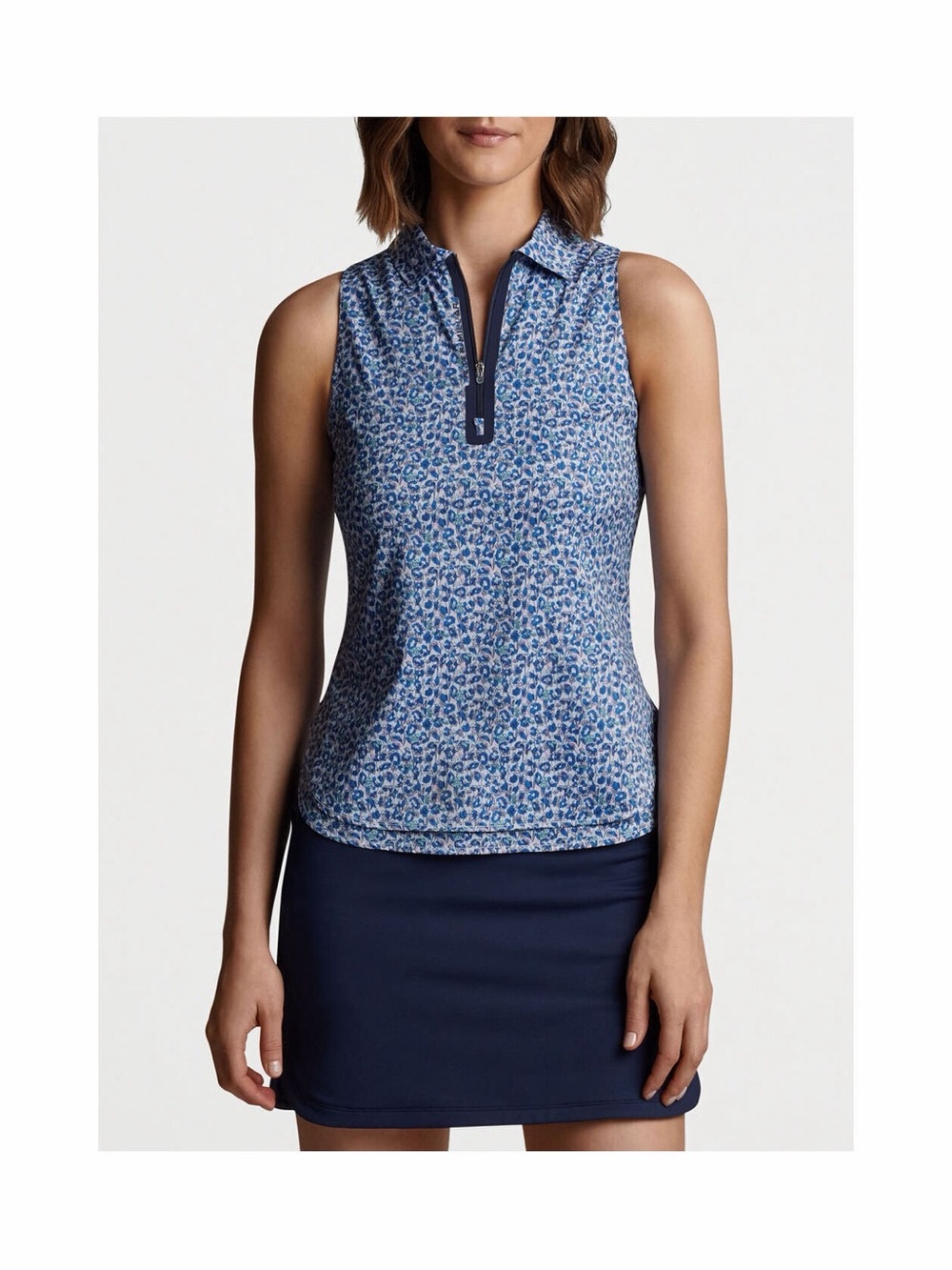Peter Millar NWT Wild Flowers Multi Carner Zip-Neck Sleeveless Polo Size L